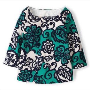 Boden Green Floral Ursula Cotton Blouse, UK8 / US4